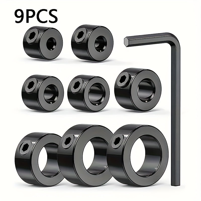 9PCS Adjustable Drill Depth Stop Rings with Allen Wrench for Metal Drilling
