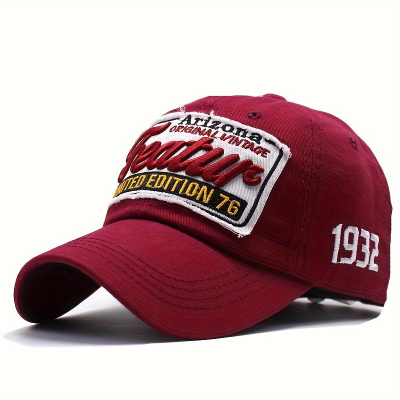 Unisex Spring Autumn Baseball Cap with Patch Embroidery Sun Protection Adjustable Polyester