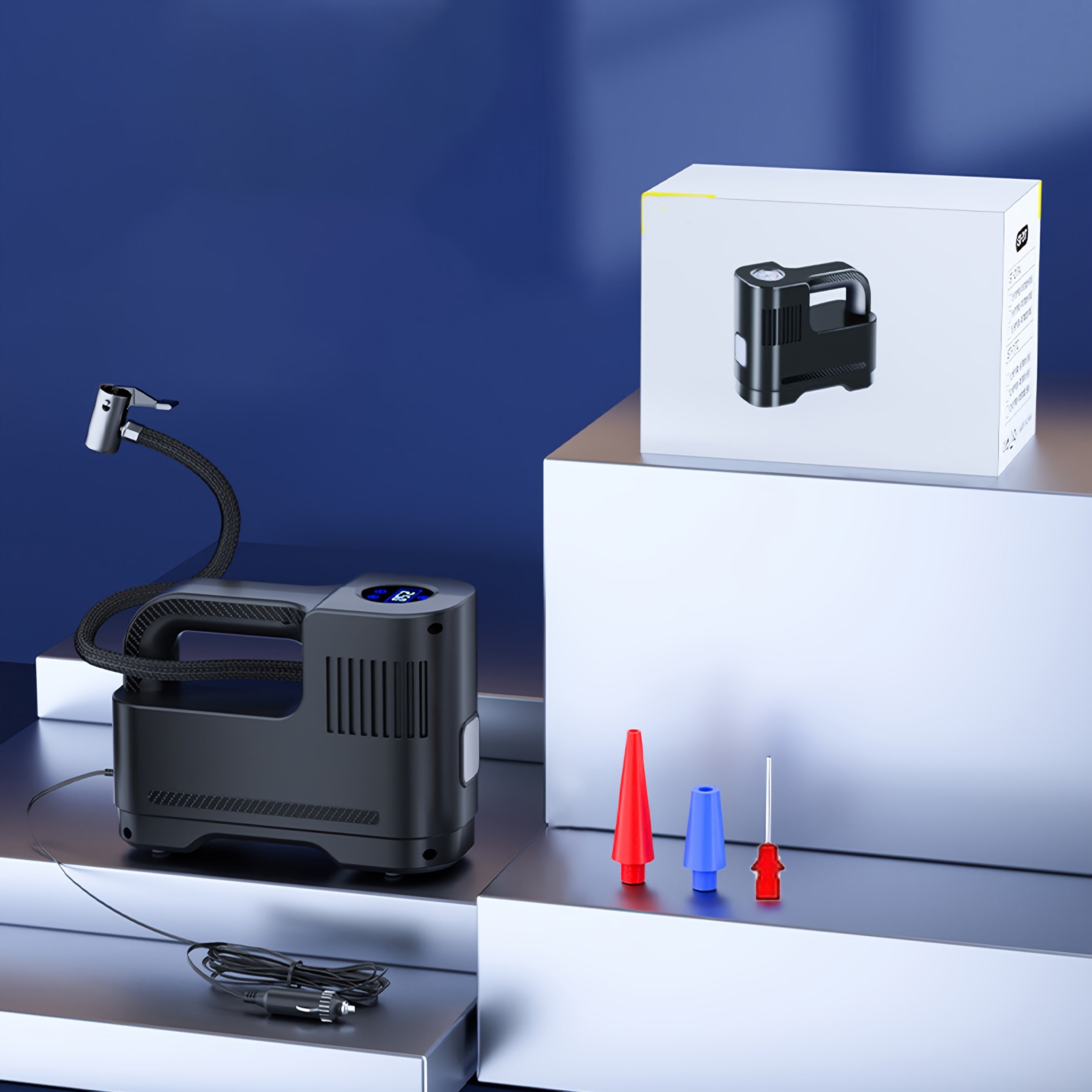 Bomba de compresor de aire con cable con inflador de neumáticos digital y luces LED 36V