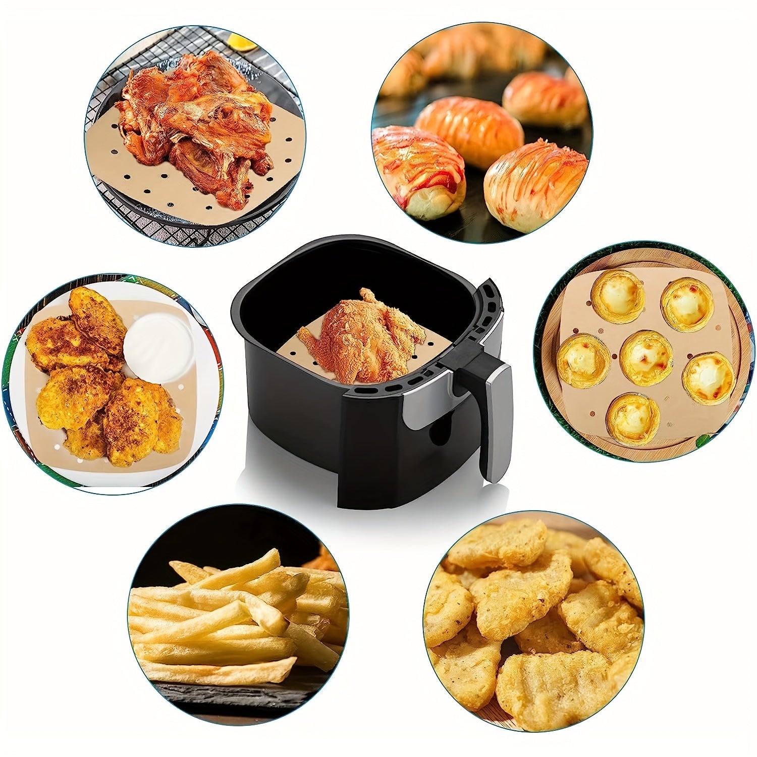 Disposable Air Fryer Liners Pack of 50 or 100, 16.99cm and 19.0cm Sizes