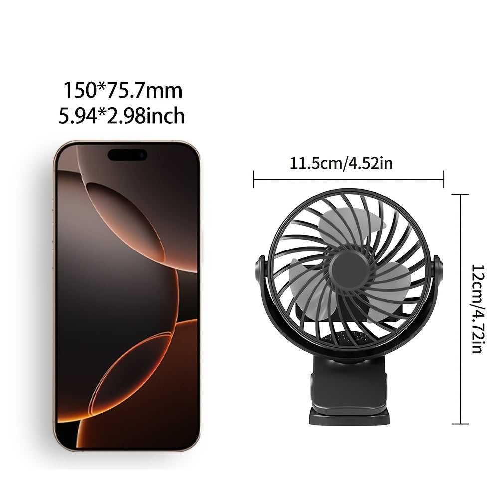 1 USB настольный вентилятор - портативный, перезаряжаемый, с высокоскоростным потоком воздуха для различных условий, аккумулятор 500mAh, современный дизайн, прочный пластик.