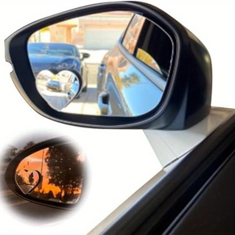 Pair Heart-Shaped Car Blind Spot Mirrors 360° Wide Angle Convex Rearview