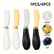 Stainless Steel Cheese Knife Set with Ceramic Handles for Spreading and Cutting Bread