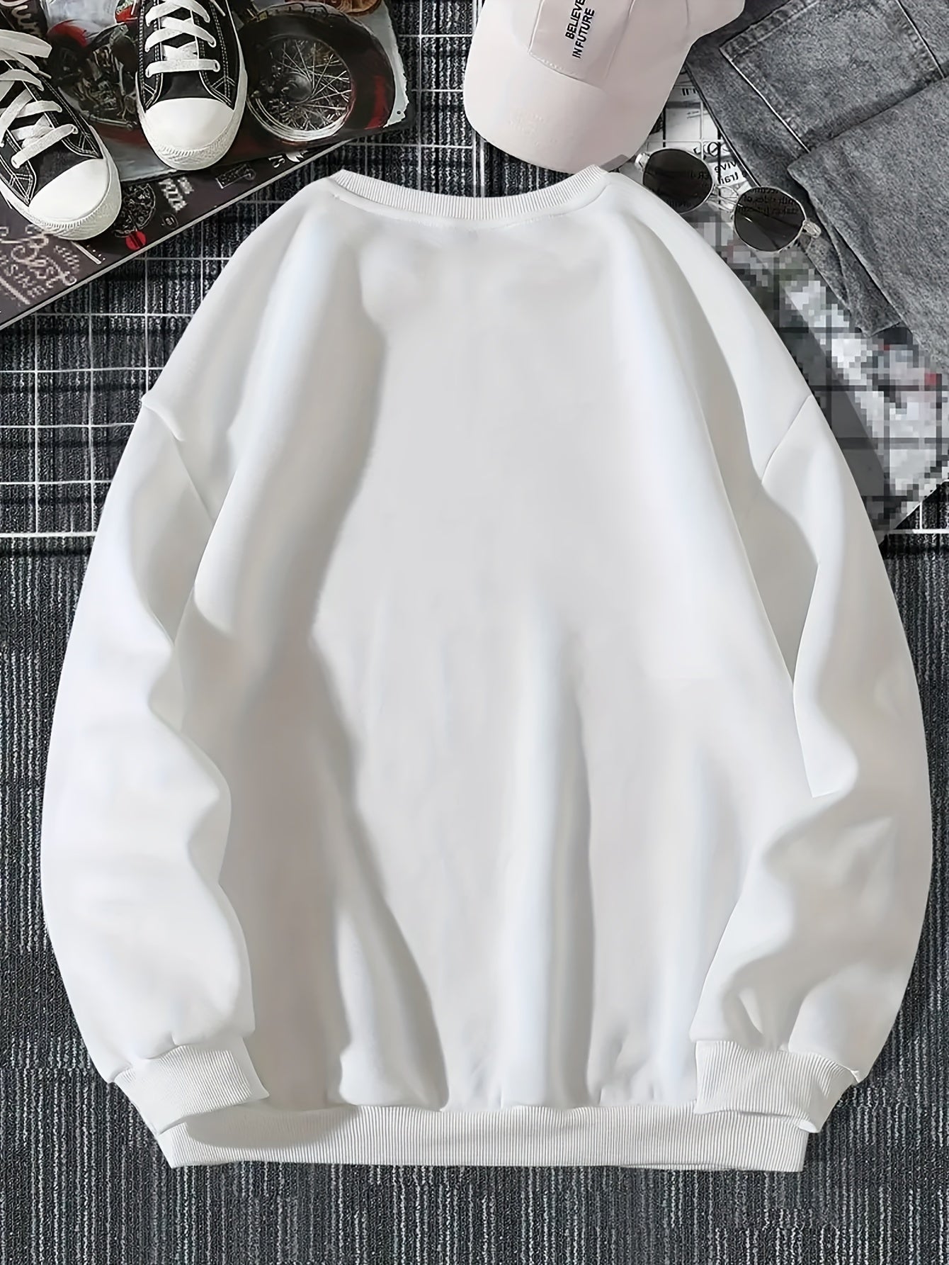 Erkaklar uchun mustahkam krujka bo'yinli sviter, polyester to'qimachilik matosidan tayyorlangan, o'rtacha cho'zilish va barcha mavsumlar uchun uniseks moslik.