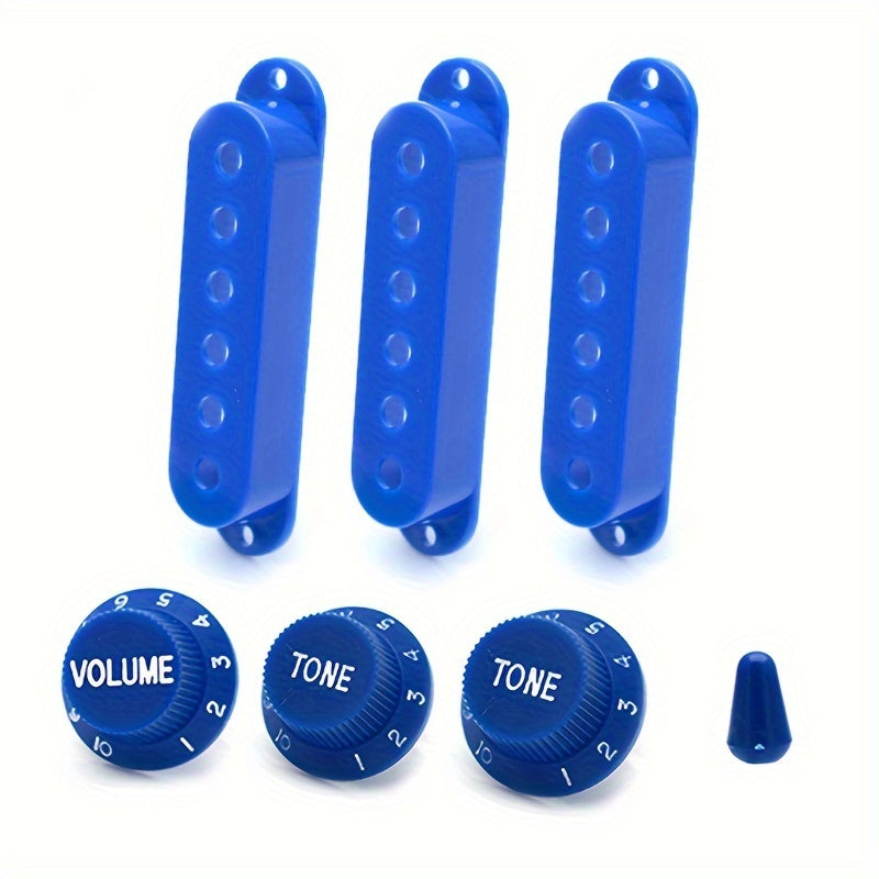 Set of 3 Plastic Electric Guitar Pickup Covers with Volume and Tone Knobs for 48/50/52mm Single Coil