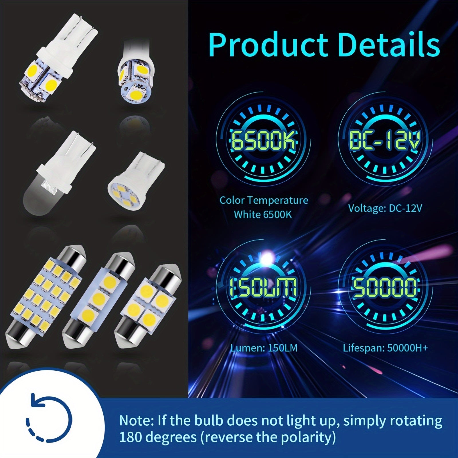 42pcs LED Car Interior Light Kit 12V Hardwired No Battery Required