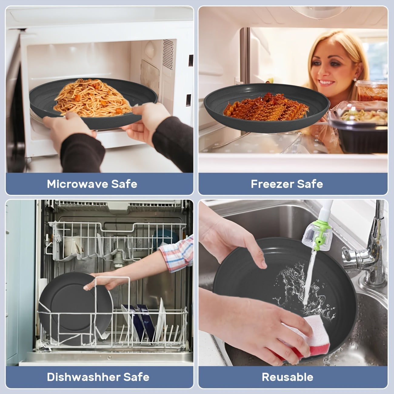 36-Piece Reusable Black Plastic Cutlery Set for Travel Camping and Daily Use