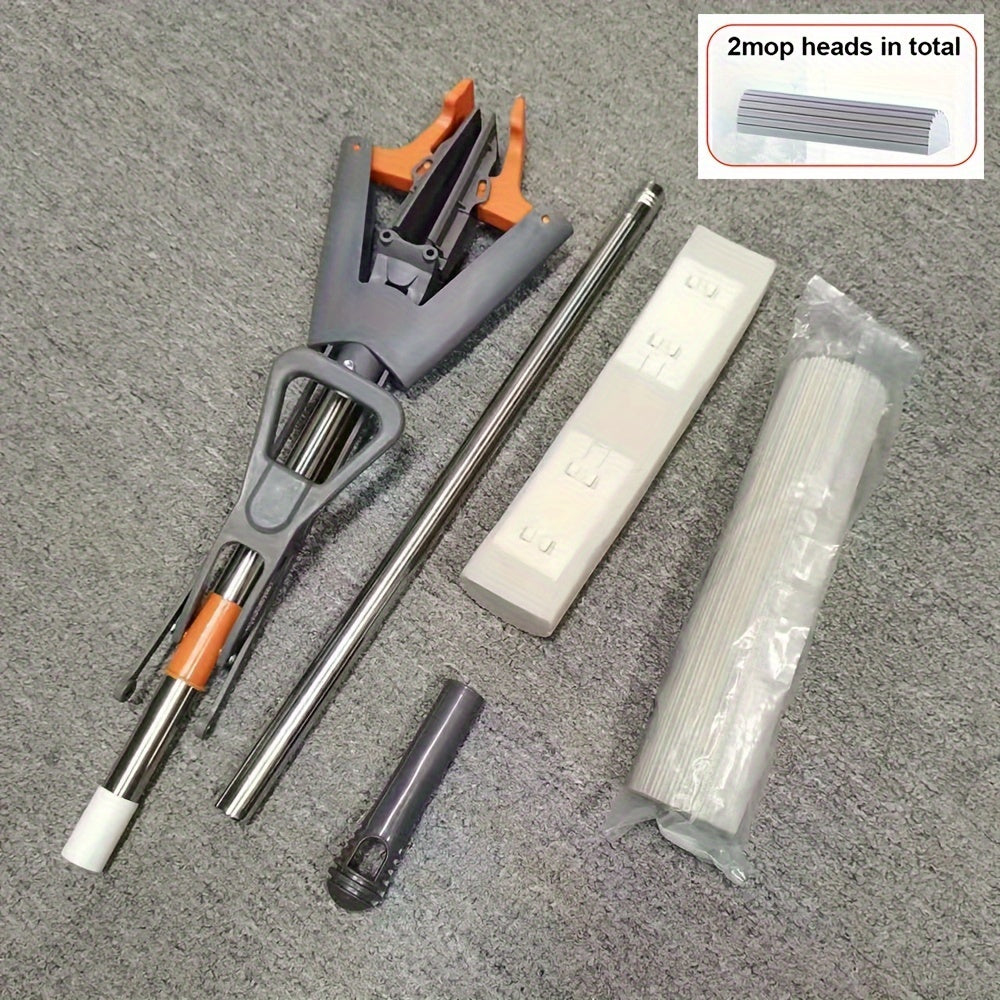Yarim-Actionli Gubka Mop To'plami, 2 Qayta Ishlatiladigan Bosh bilan Polni Tozalash uchun