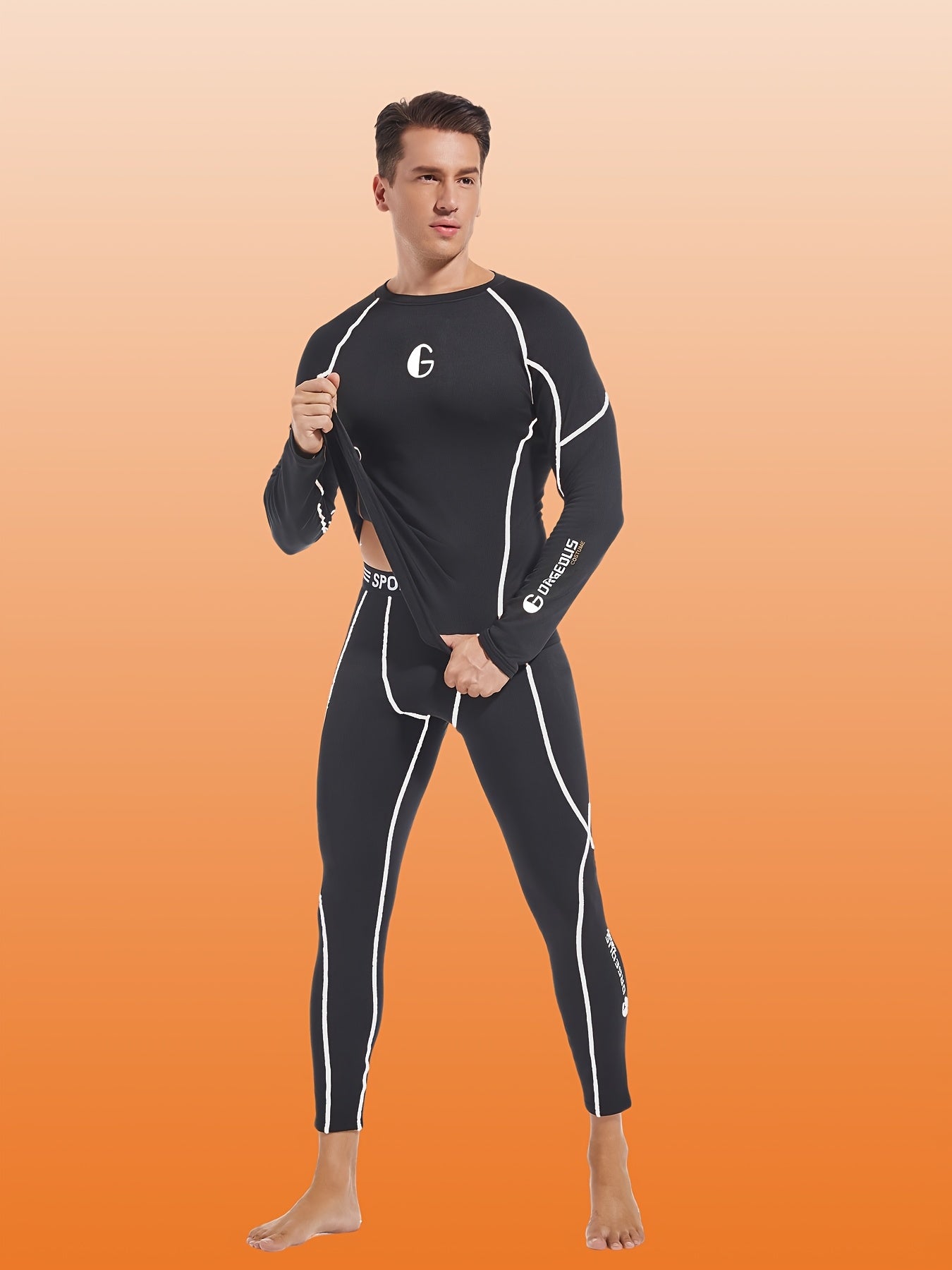 Мужской термальный комплект с бархатной подкладкой для холодной погоды и активного отдыха на открытом воздухе