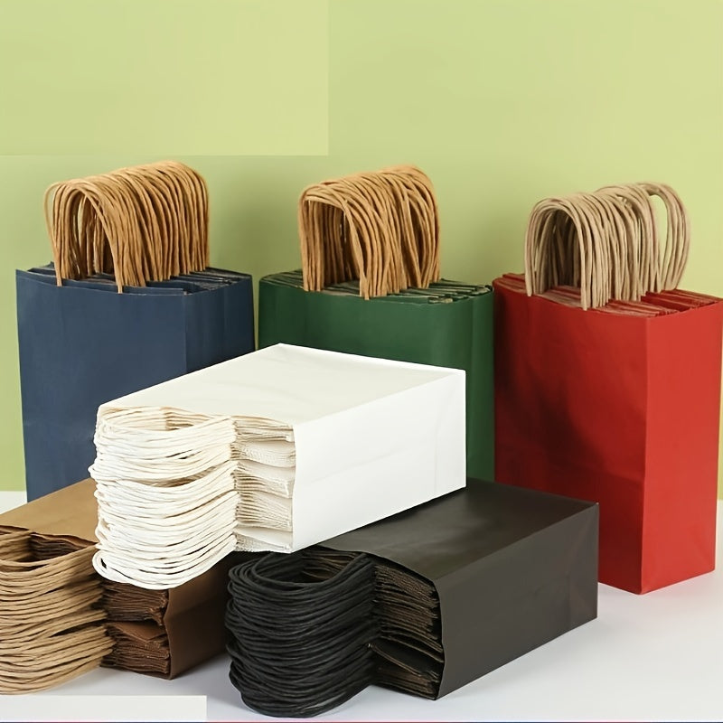 100 Pieces Kraft Paper Bags 15cm x 8cm x 21cm for Gift Packaging Shopping Takeout