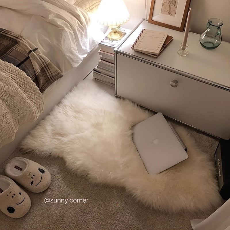 Alfombra de felpa similar a la lana de gamuza para área, 1 pieza, decoración de dormitorio interior, lavable a máquina