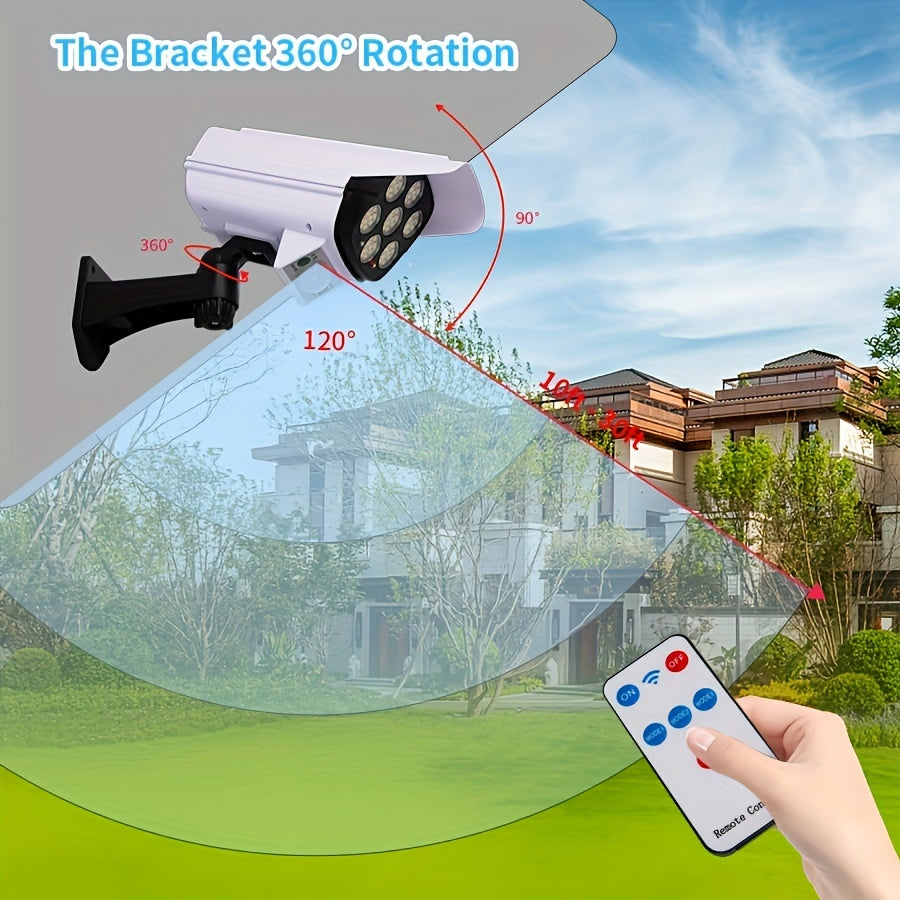 Outdoor Solar Motion Sensor Lights with Remote and Dummy Security Camera 77 LED Floodlights for Garden Porch Driveway