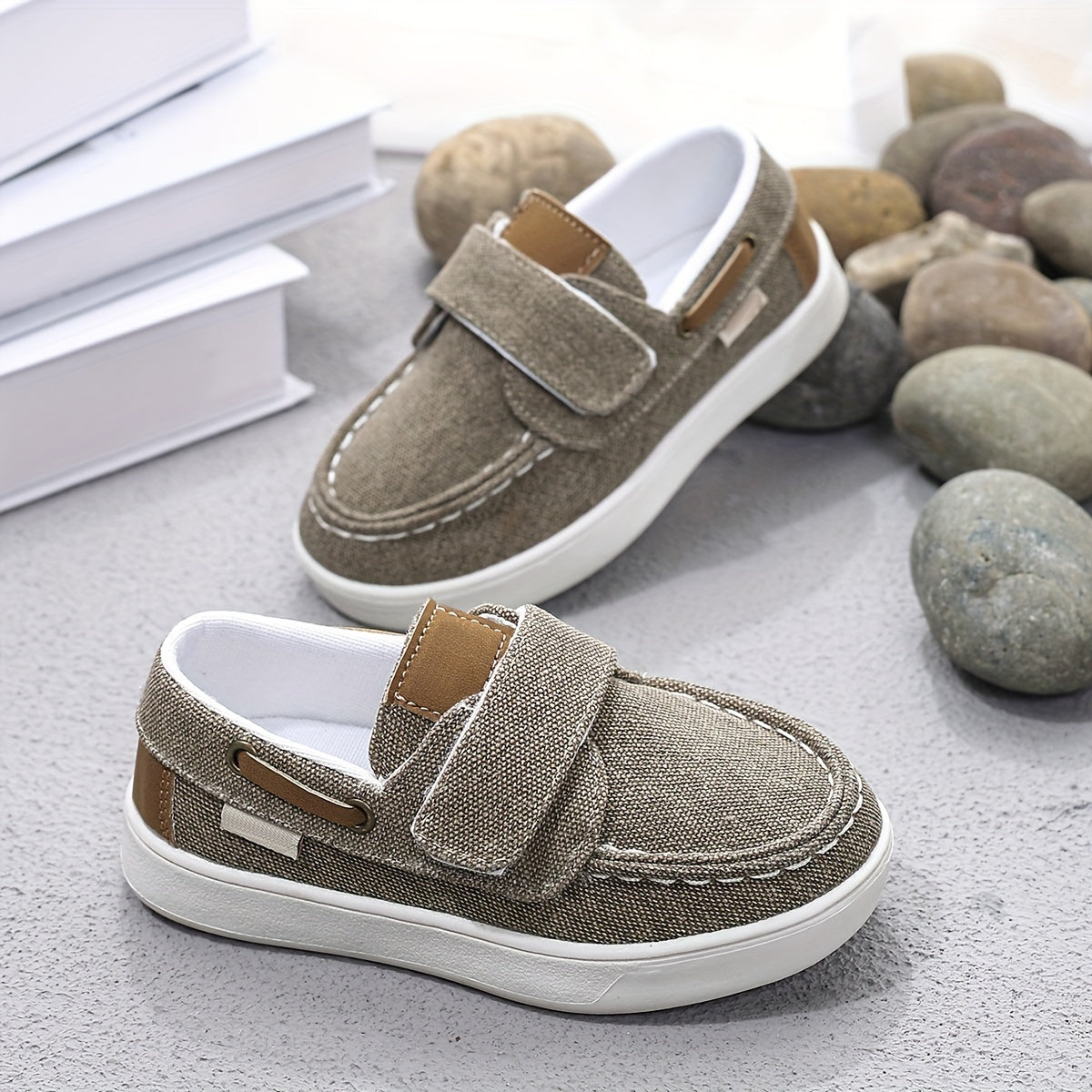 Boys Slip-Resistant Low-Top Loafers Canvas PU Casual All-Season
