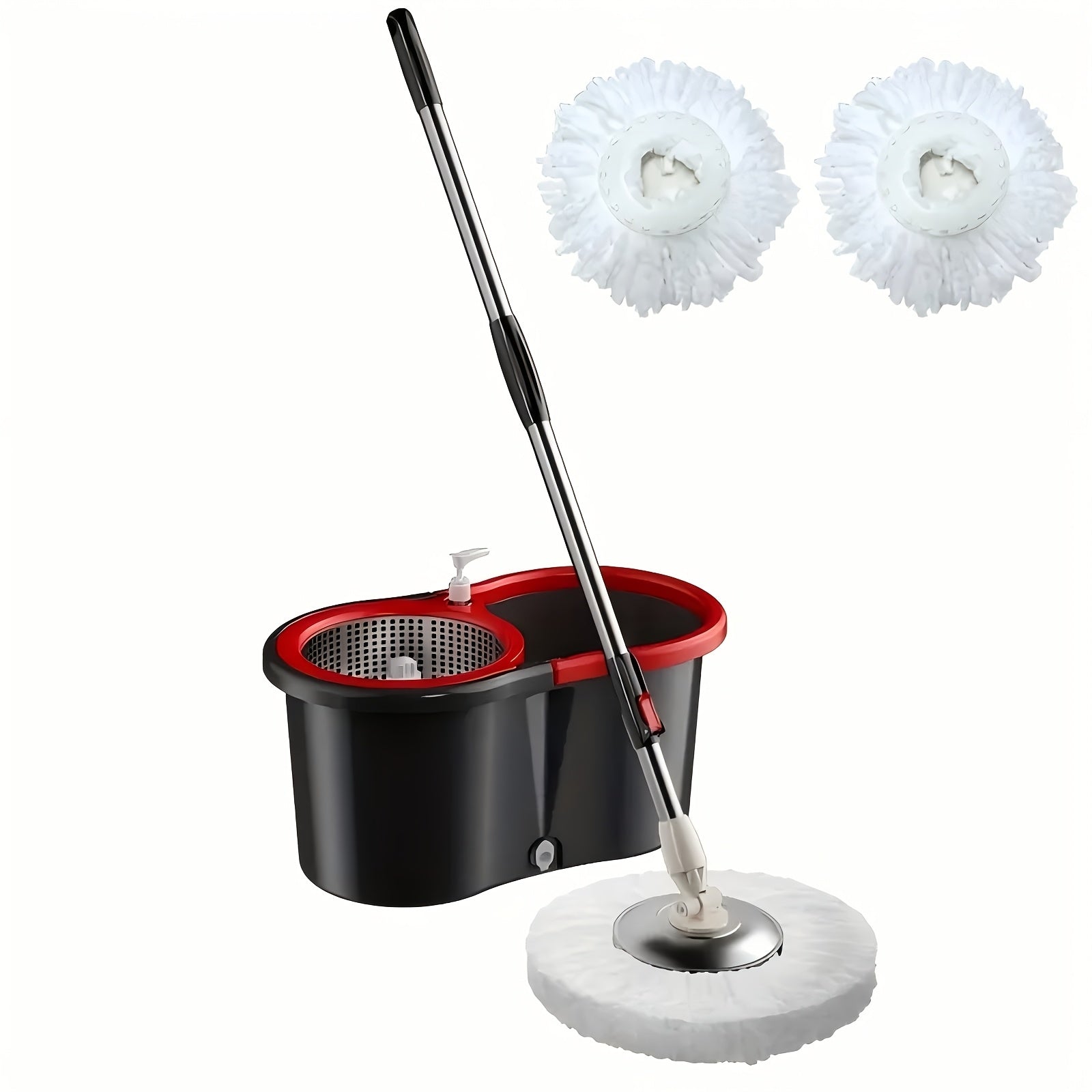 Microfiber Mop Heads for 360° Rotating Mop and Bucket Set, Durable Stainless Steel Handle, Wet and Dry Floor Cleaning Kit