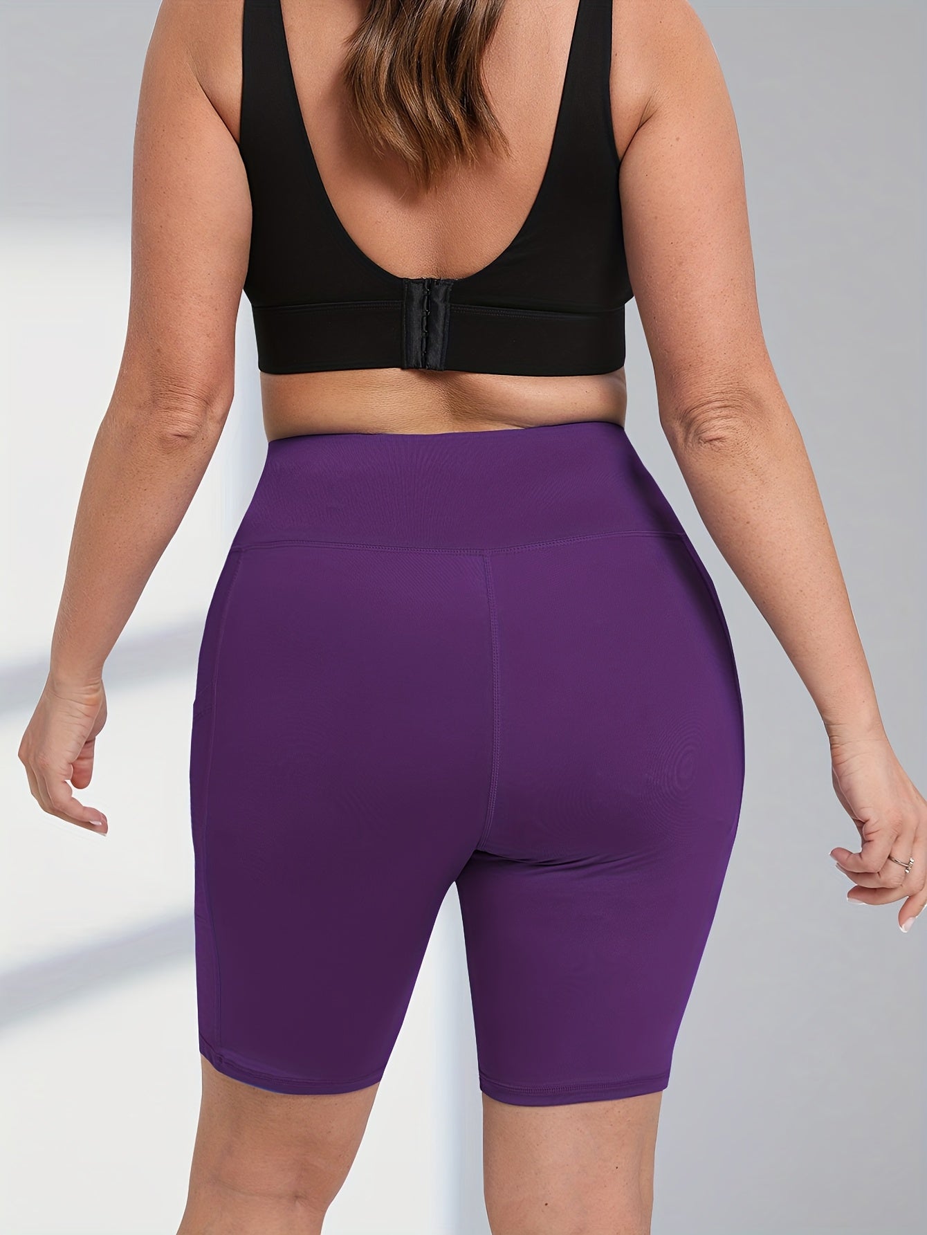 Women's Large Size Shorts Three-Piece Set High Waist Pockets Casual Sports