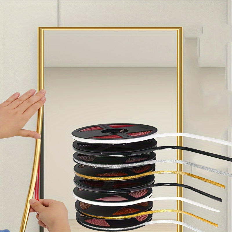 Glass Mirror Frame Border Strip for Makeup Wall Decoration Ceramic Tile Edging Black Gold Silver