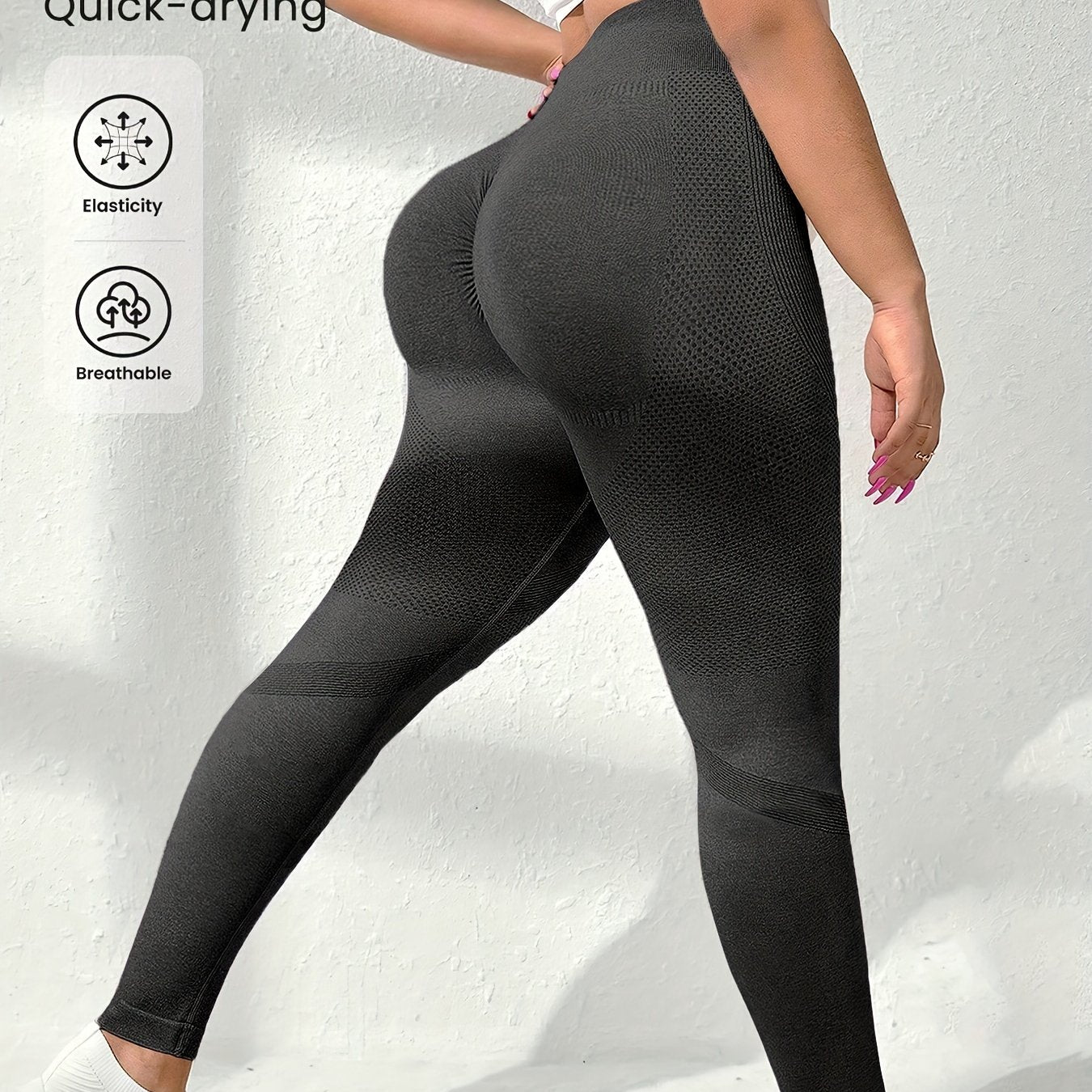 Women's High-Waist Peach Lift Yoga Leggings with Quick-Dry and Seamless Design