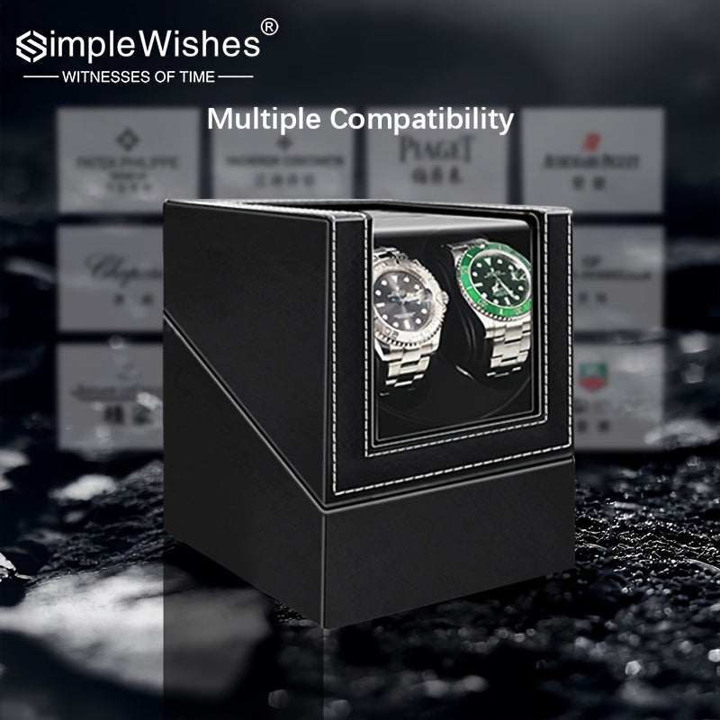 Double Slot Watch Winder with Silent Motor USB Powered for Automatic Watches