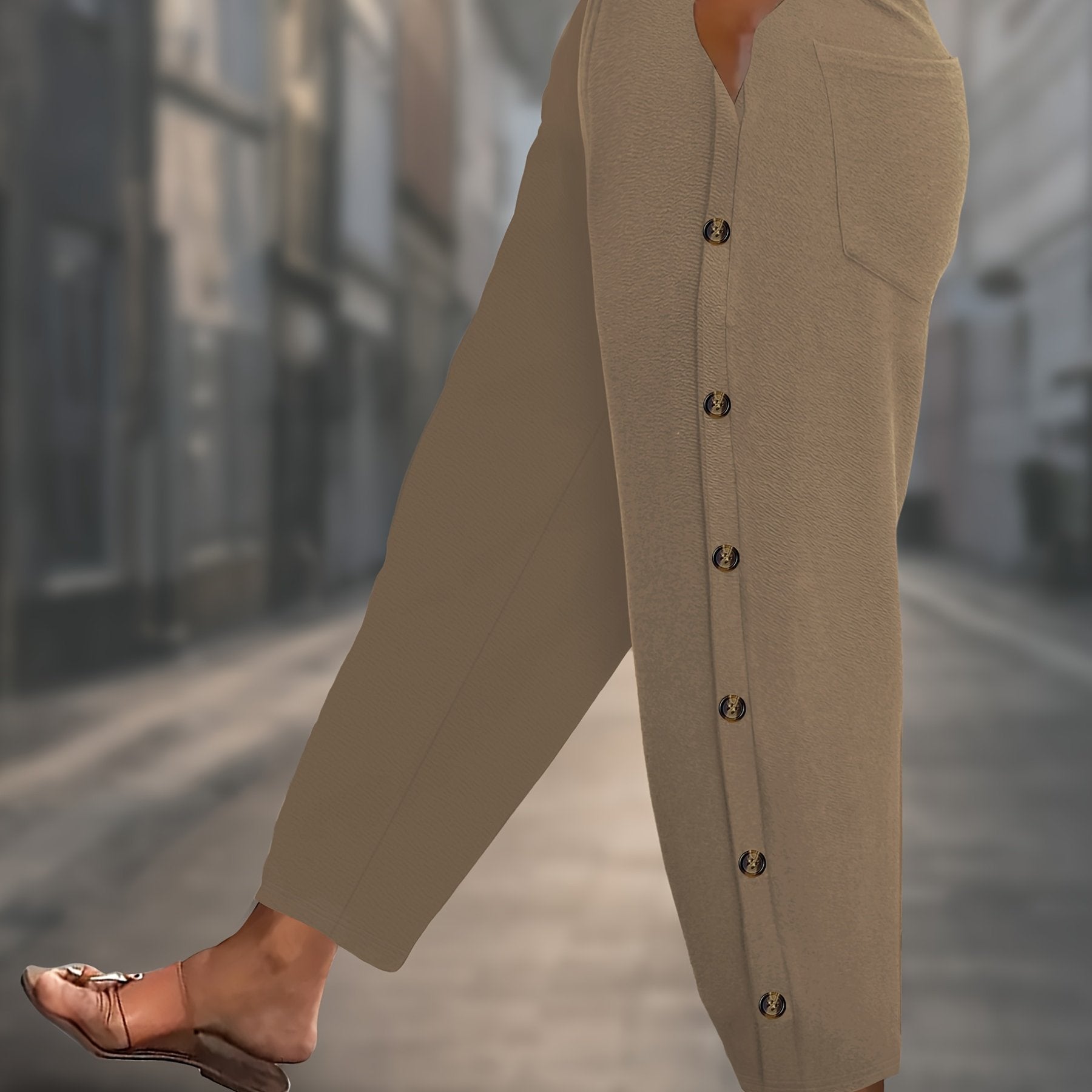 Women's Plus Size Wide Leg Pants Soft Knit Comfortable Fall Streetwear