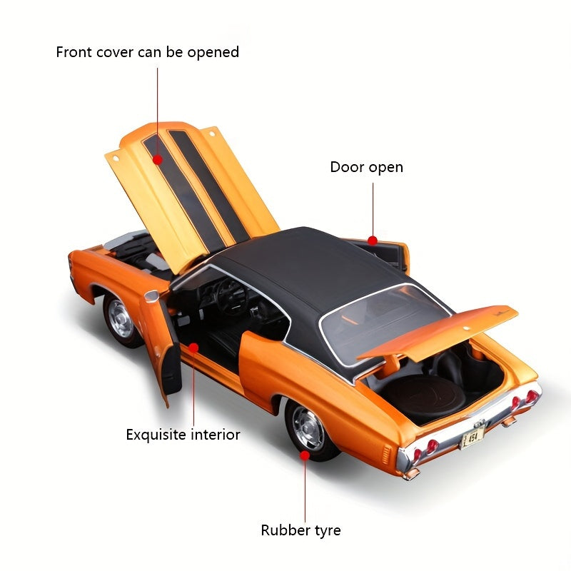 Collectible Diecast 1:18 Scale Car Model in Orange and Black Stripes
