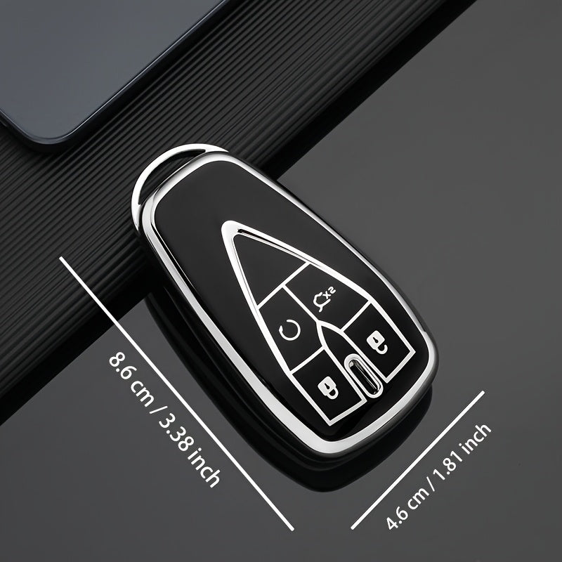 Universal TPU Key Cover for Cars Protective Case Silver Trim Rocket Design