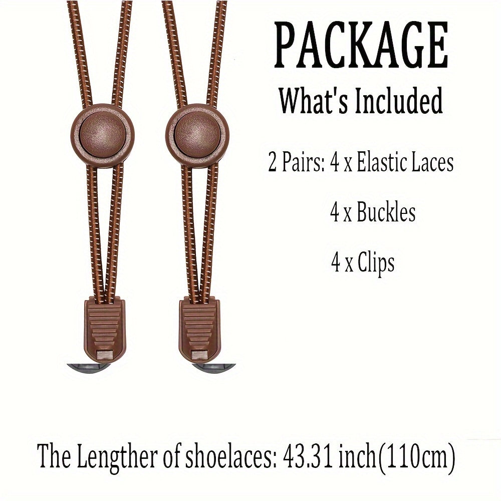 2PCS No-Tie Elastic Shoelaces for Sneakers Durable Stretchy Quick Lock