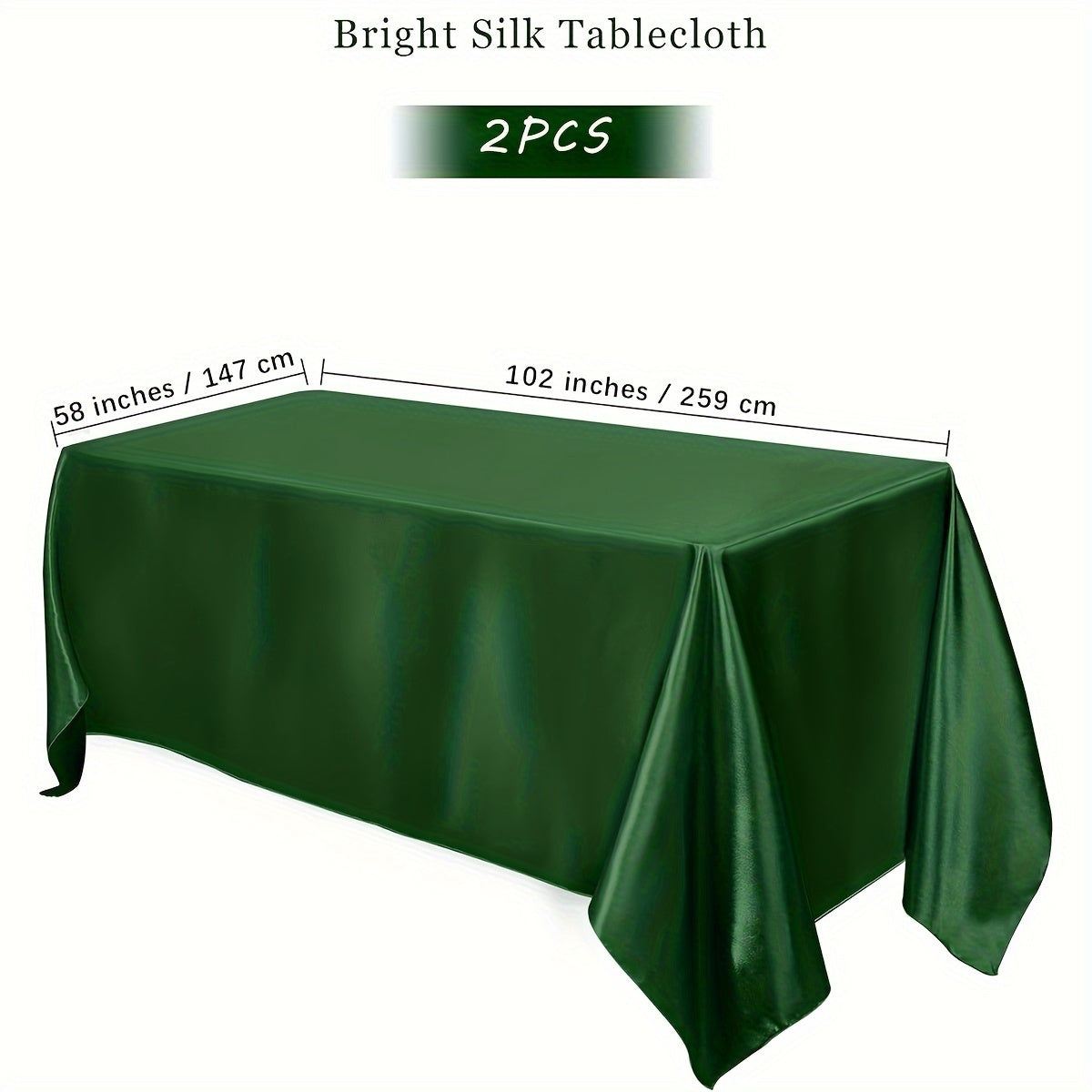 Satin Tablecloths 2-Pack Rectangular Polyester 259x147 cm for Weddings Parties