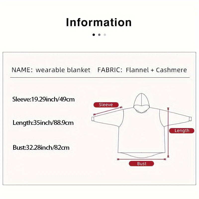Wearable Blanket Hoodie for Women and Men Oversized Sherpa Hooded Sweatshirt with Large Pocket