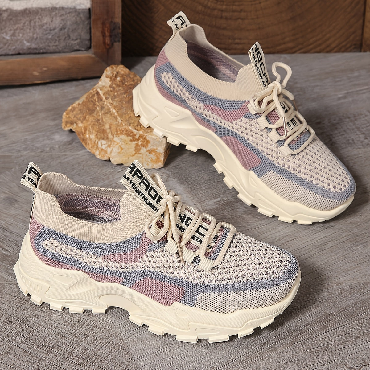 Women's Breathable Knit Low-Top Running Sneakers Lightweight Casual Shoes