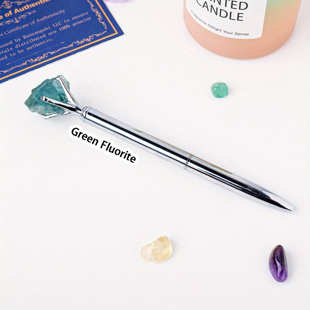 Large Natural Amethyst Crystal Raw Stone Pen Ballpoint for Stationery and Gifts
