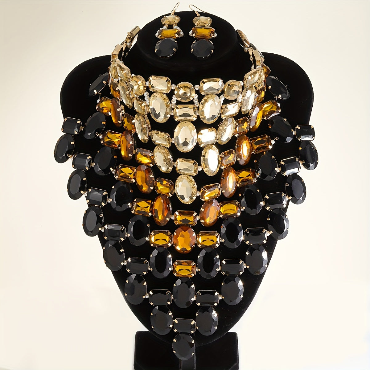 Jewelry Set 3-Piece Rhinestone Necklace Earrings for Weddings and Parties