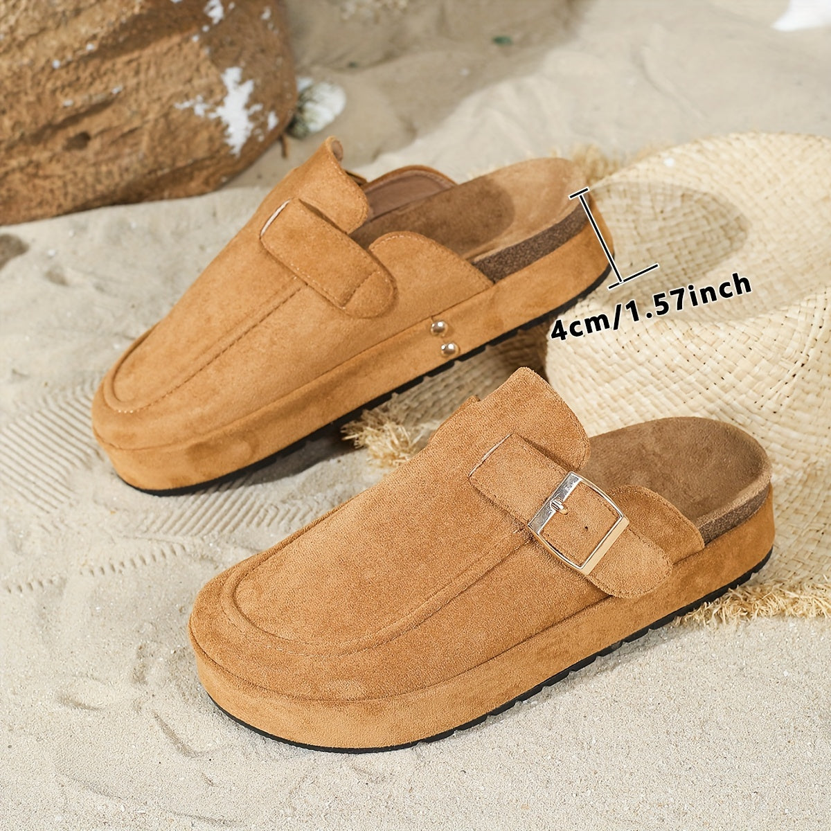 Women's Retro Thick-Soled Closed-Toe Slip-On Mules for Indoor Outdoor Comfort