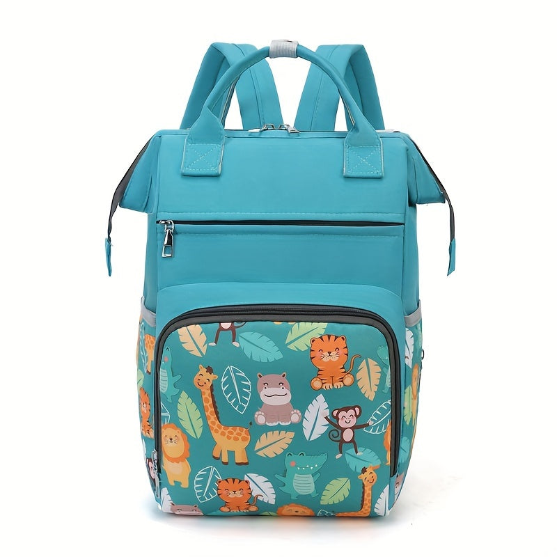 Cartoon Print Diaper Bag for Moms with Spacious Storage and Versatile Backpack