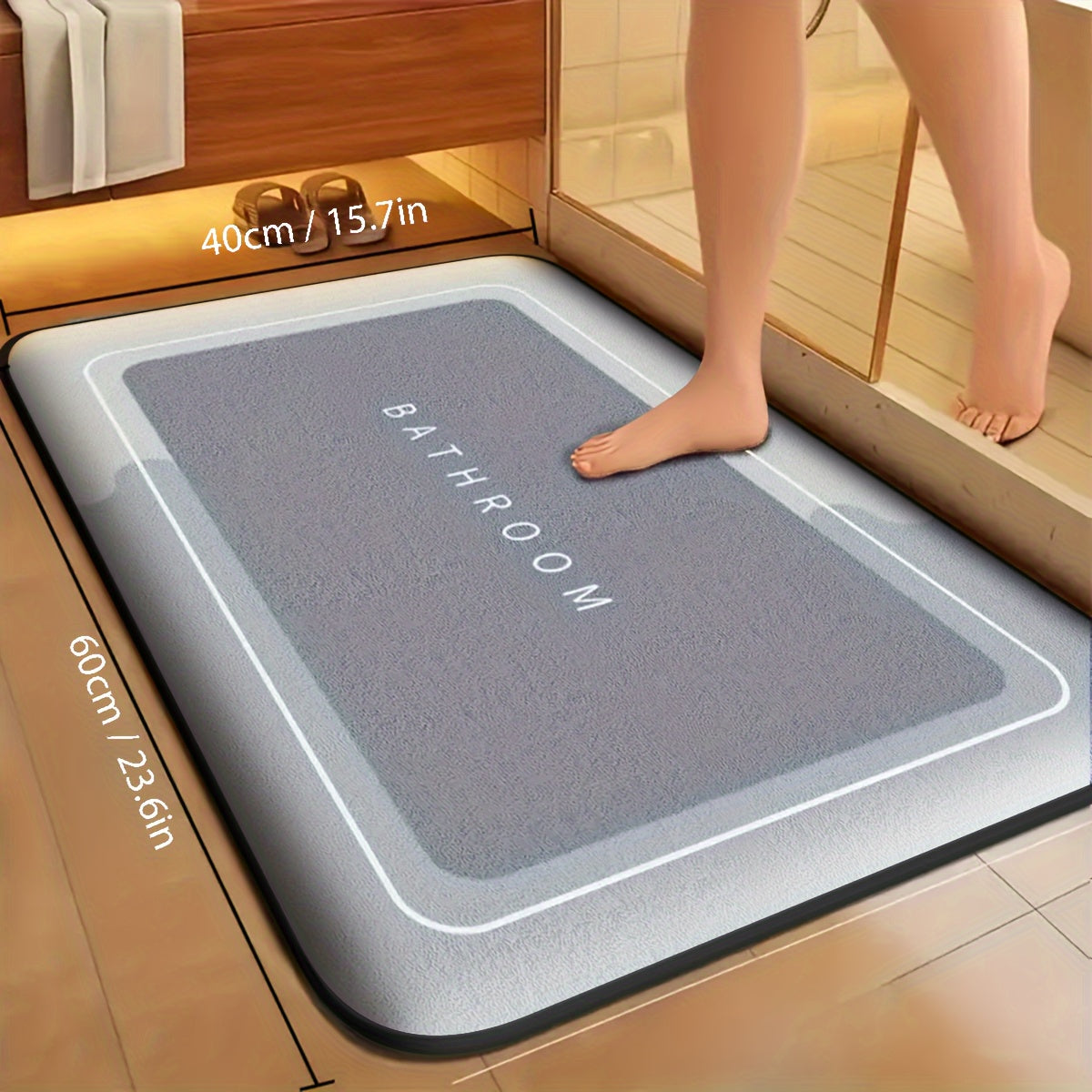 Alfombra de baño de franela altamente absorbente antideslizante para cocina, baño y puerta