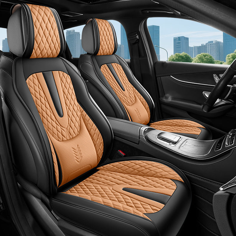 All-Season Faux Leather Car Seat Cover Breathable Dirt-Resistant for 5-Seater