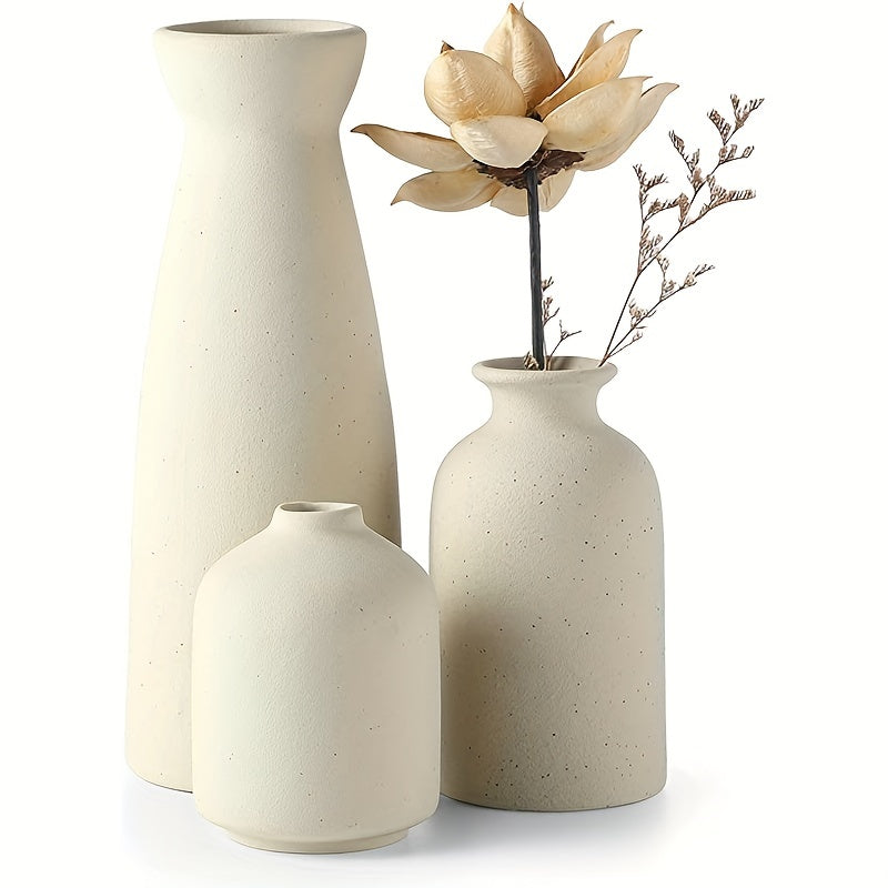 Set of Three Ceramic Vases for Home Decor in Various Sizes