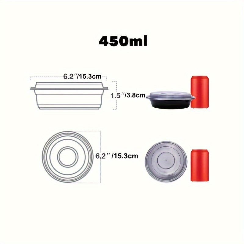 Set of 10 Meal Prep Containers 550ml Microwave Dishwasher Safe Plastic Bowls