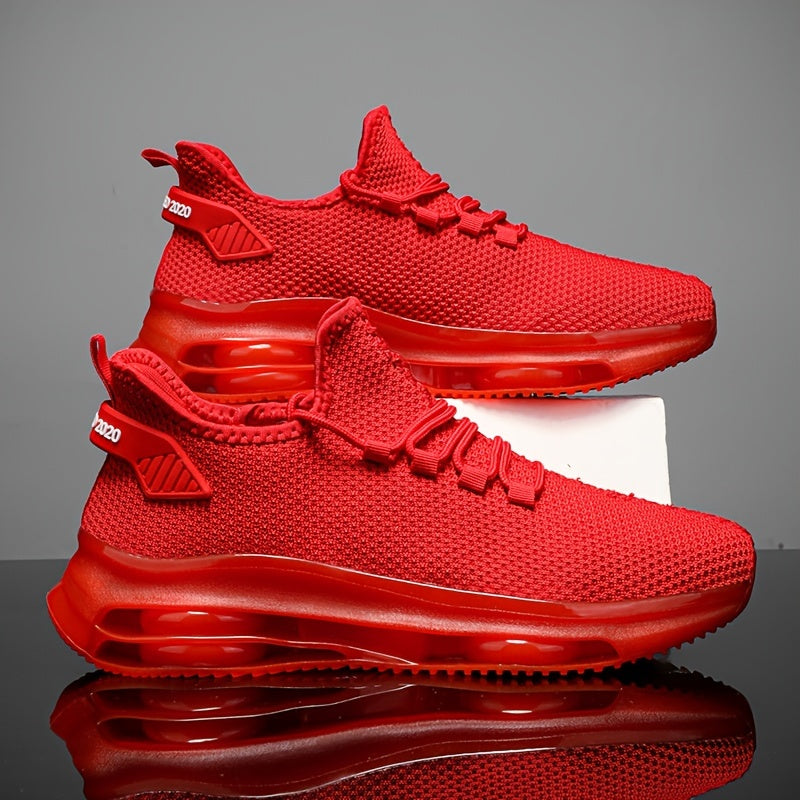 Zapatillas de punto transpirables para hombre con suela de PVC antideslizante con cojín de aire, casual, de tela