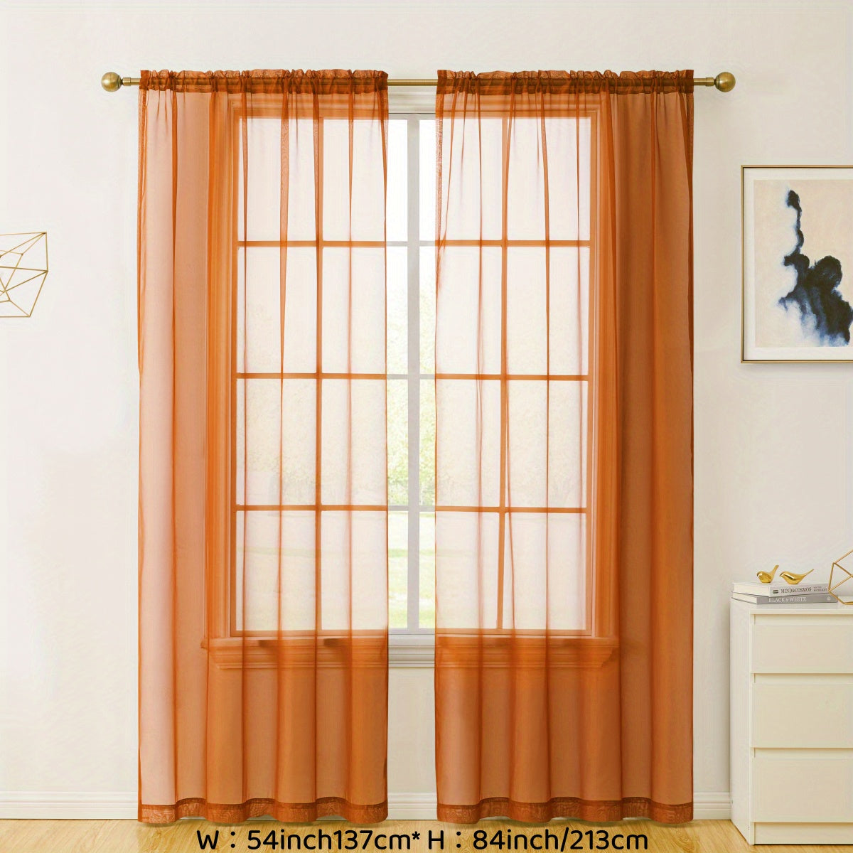 Sheer Voile Curtain Panels for Living Room Bedroom Kitchen Semi-Transparent Polyester