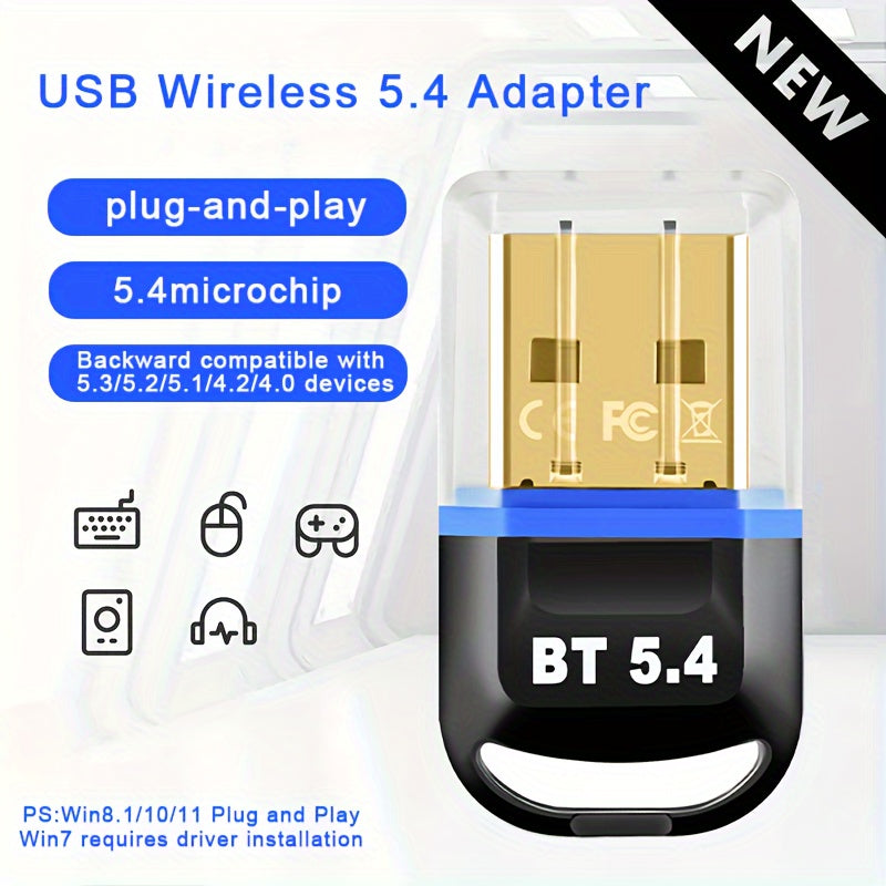 Bluetooth 5.4 USB Adapter for Windows 11/10/8.1 Wireless Dongle for Computer, Headset, Keyboard, Mouse