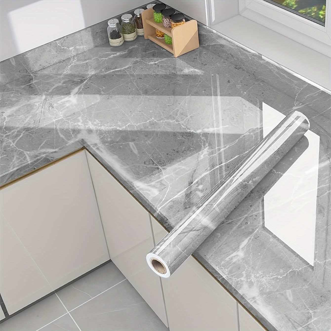 Self-Adhesive Waterproof Marble Wall Stickers for Kitchen Bathroom Renovation