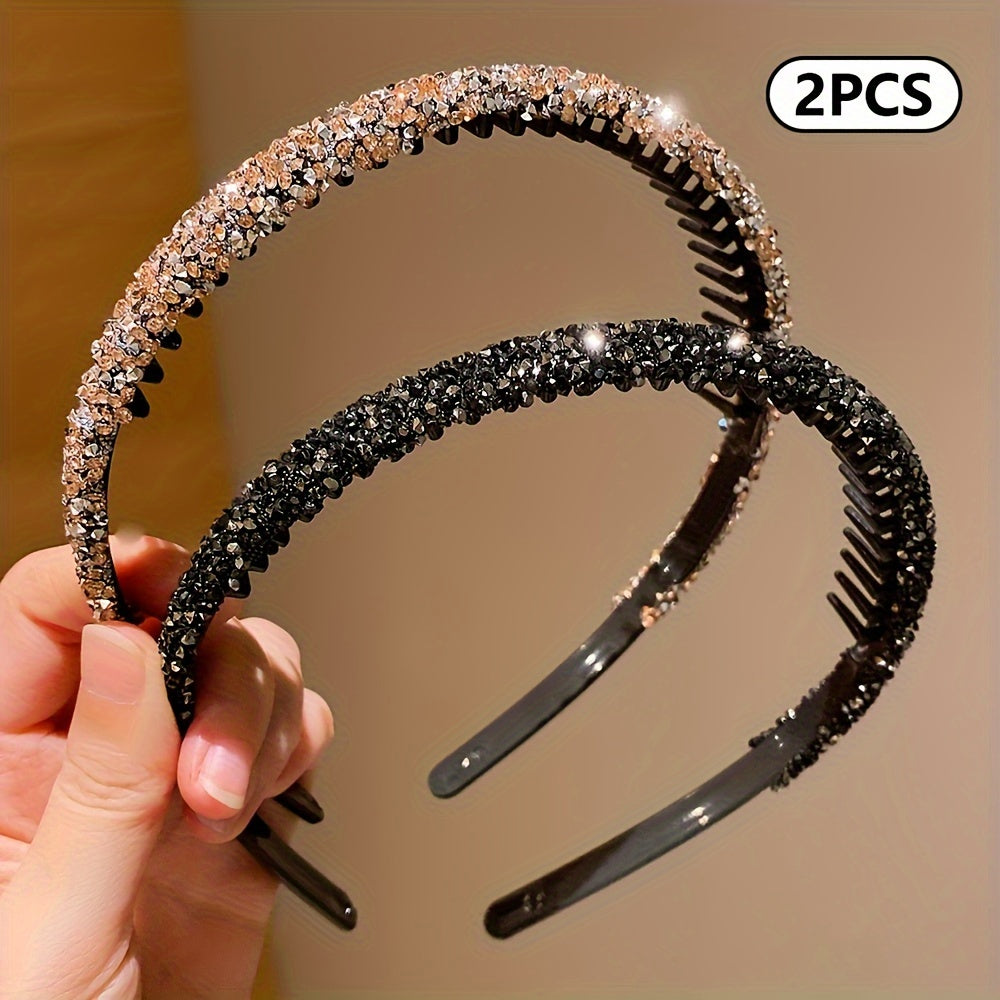 Girls Resin Hairbands Set 3 with Rhinestones for Ages 3-14