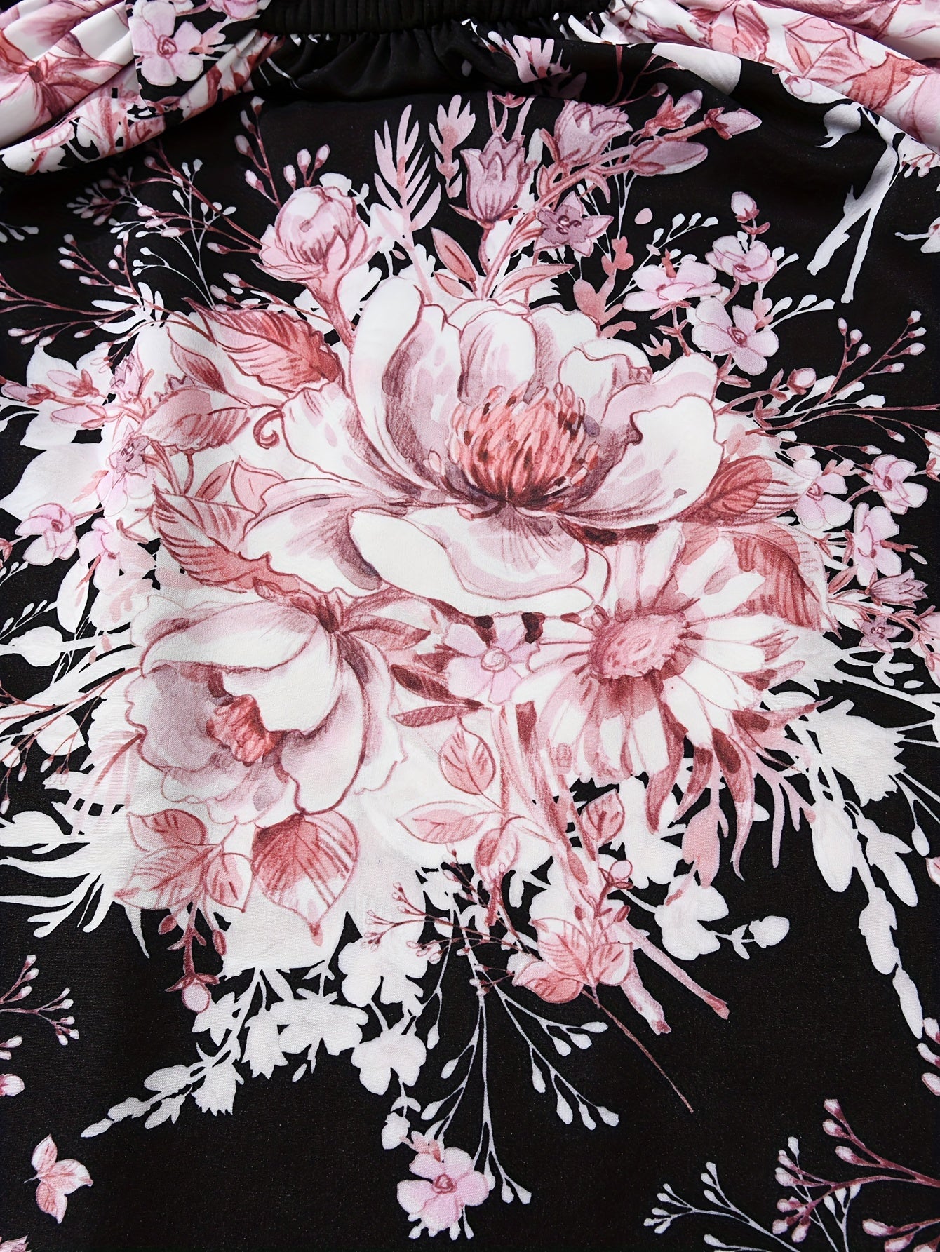 Girls Summer Blue Floral Spliced Knee High Dress with Belt and Short Sleeves