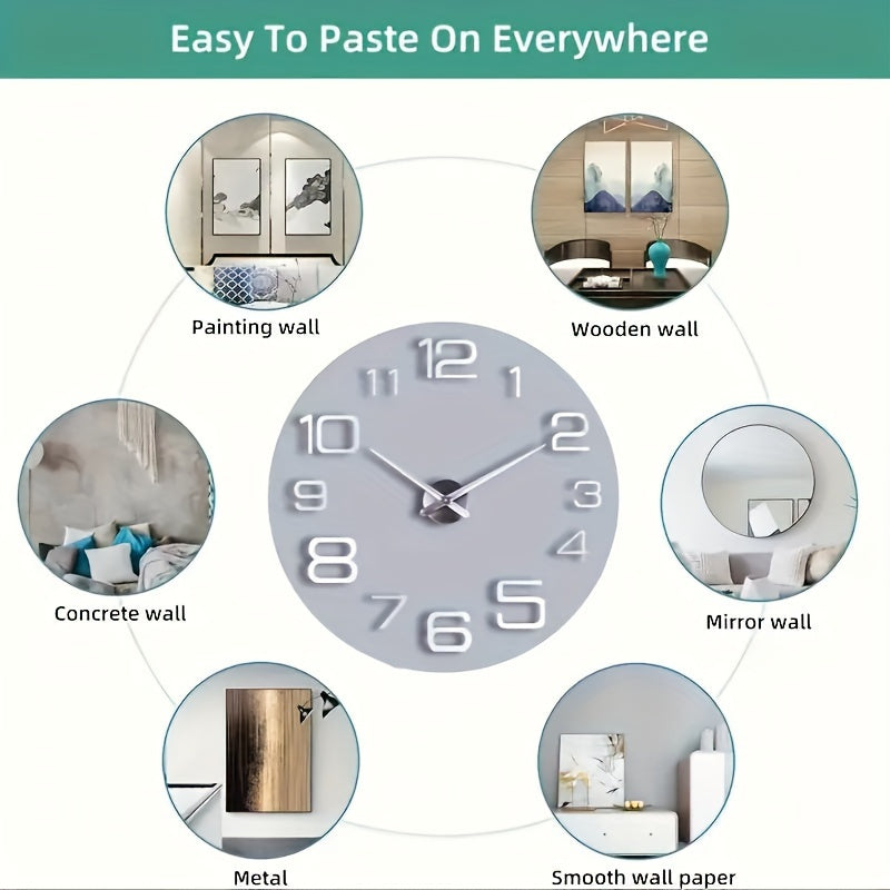 Large Irregular Shaped Wall Clock with Mirror Surface Stickers Acrylic Plastic Silent Battery Powered