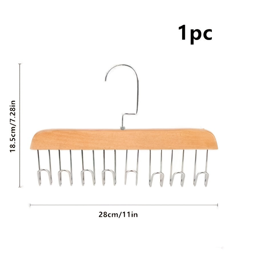 8 ta tutqichi bilan ko'p maqsadli qattiq yog'och kiyim osgichi ichki kiyim, ko'ylaklar, bog'ichlar va kiyimlarni saqlash uchun. Kiyim do'konlarida yoki kiyim quritish stendi sifatida foydalanish uchun ideal.