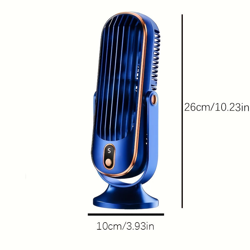 Ventilador de aire acondicionado portátil con enfriamiento de 5 velocidades, giro de 720°, batería de litio recargable, carga USB, para uso en interiores y exteriores