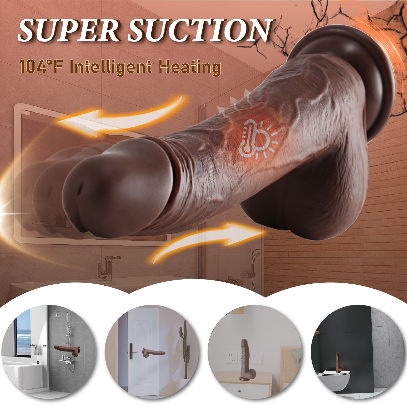 Women Liquid Silicone Vibrator Dildo with Rotating Heating 22.86 cm