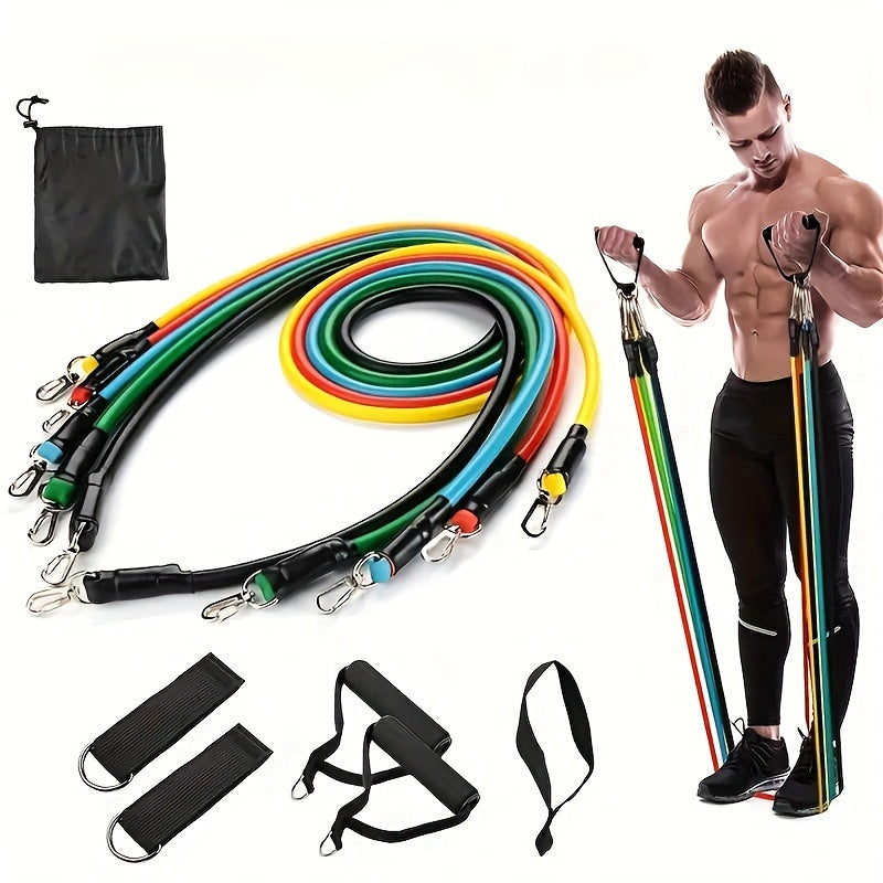 11-Piece Resistance Band Set for Full-Body Workout with Resistance Ropes and Stackable Bands