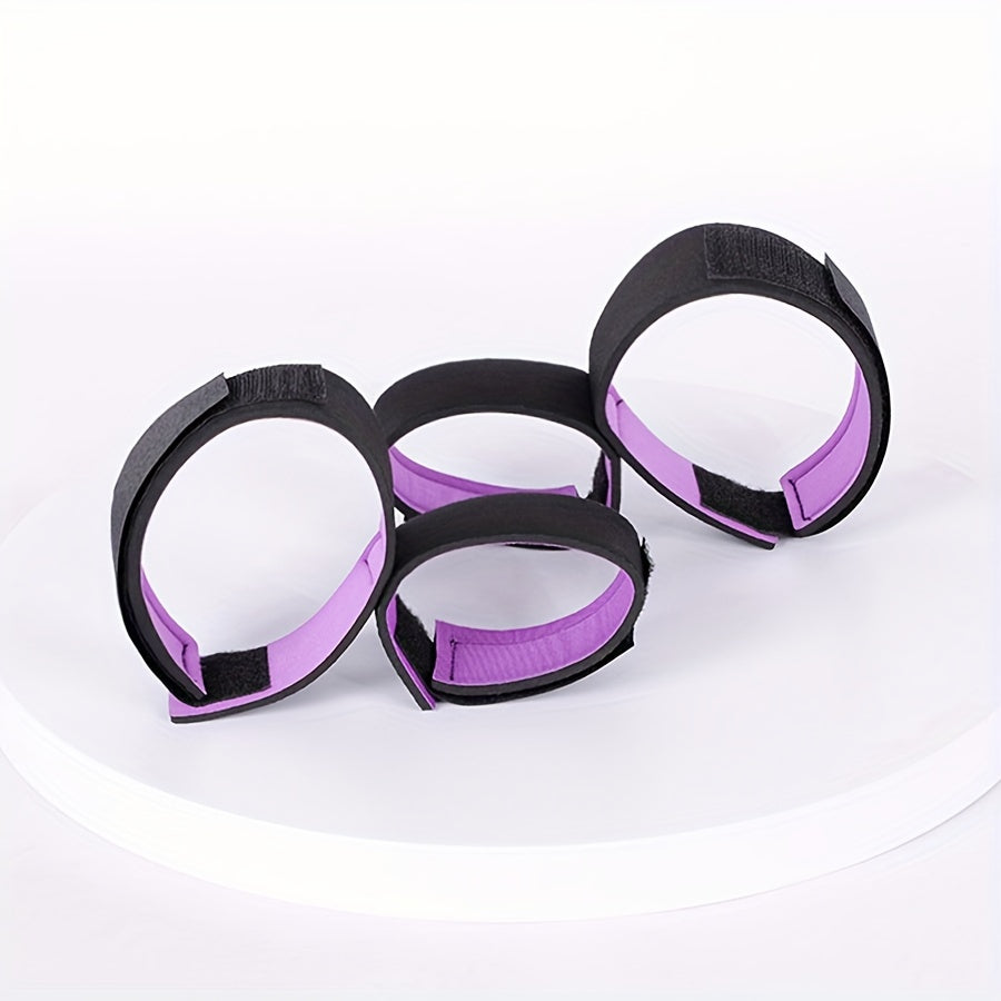 Kattalar uchun bog'lash to'plami, qo'l va oyoq uchun mahkamlagichlar bilan, qora va binafsha, yumshoq material