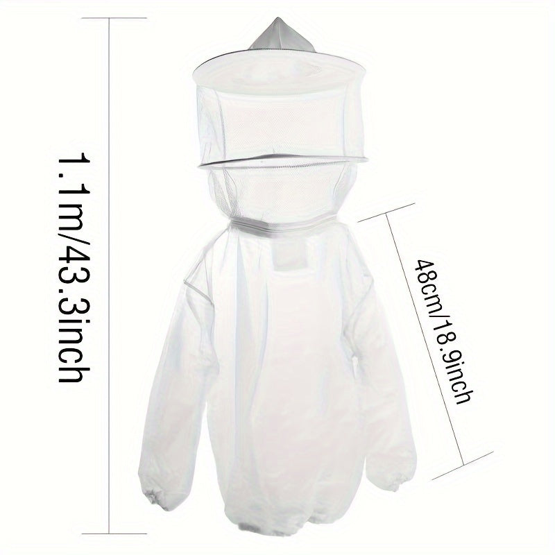 Erkaklar uchun boshli qopqoq bilan arı yetishtiruvchi kostyum - shaffof, nafas oladigan, mustahkam va qulay, xavfsiz arı yetishtirish uchun.